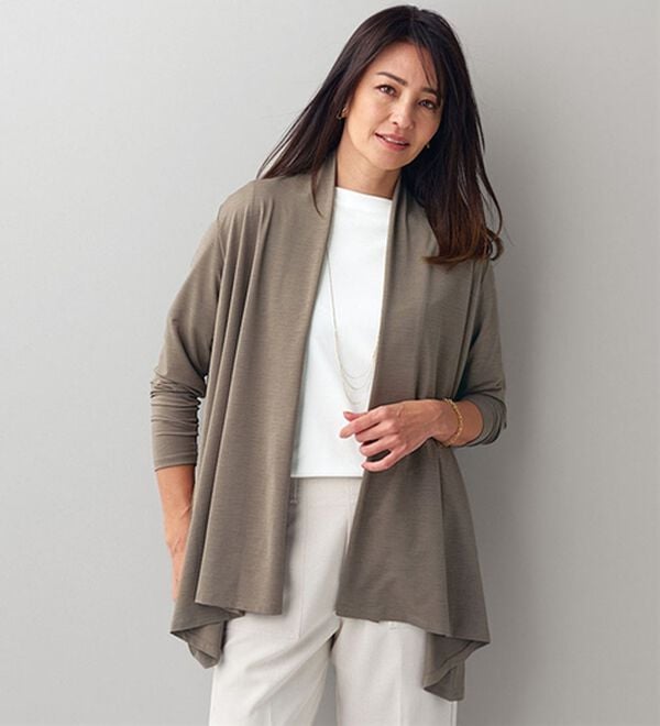 BELLUNA（ベルーナ）の「＜クールスラブ＞ドレープカーディガン（その他カーディガン）」｜モカ