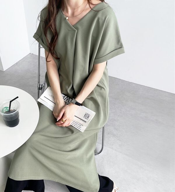 GeeRA（ジーラ）の「ひんやり快適！ジャカードスキッパーワンピ（カットソーワンピース）」｜詳細画像