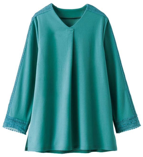 BELLUNA（ベルーナ）の「カットジョーゼット素材レース使いブラウス（カットソー）」｜詳細画像