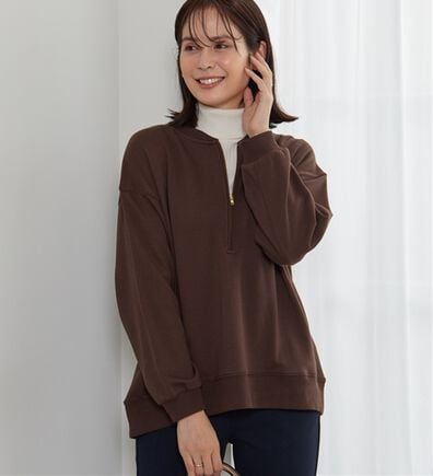 BELLUNA（ベルーナ）の「リブ使いハーフジップ裏毛プルオーバー（カットソー）」