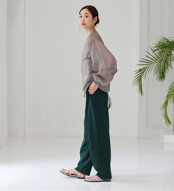 BELLUNA（ベルーナ）の「シュッと体型カバー！ワイドテーパード美脚パンツ（フルレングスパンツ）」｜詳細画像