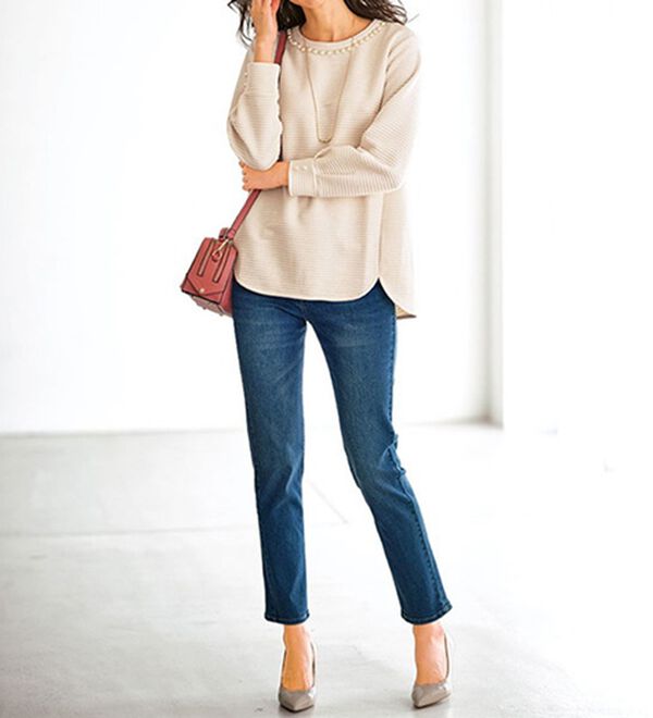 BELLUNA（ベルーナ）の「パール使いふくれジャカードプルオーバー（カットソー）」｜詳細画像