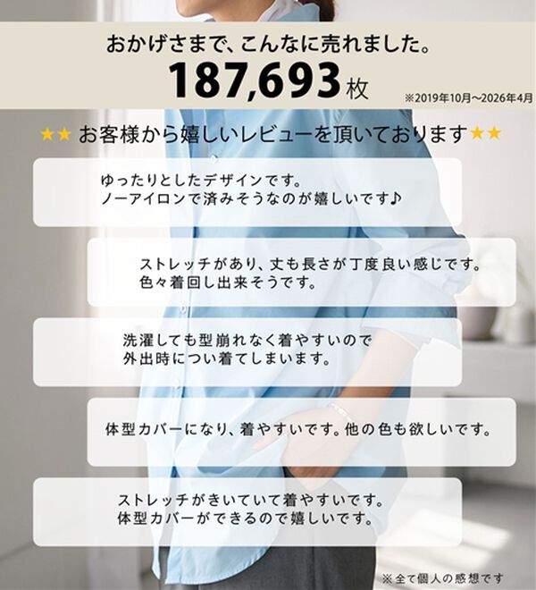 BELLUNA（ベルーナ）の「＜ＳＯＬＯＴＥＸ（Ｒ）＞ストレッチビッグシャツ（シャツ）」｜詳細画像