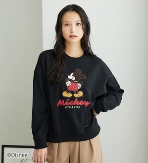 BELLUNA（ベルーナ）の「＜Ｄｉｓｎｅｙ＞【ミッキー】サガラ刺しゅう裏毛トレーナー（トレーナー・スウェット）」｜ブラック