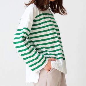 RANAN（ラナン）の「プリーツ風ボーダーニット（ニット・セーター）」｜詳細画像