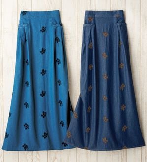 ルフラン（ルフラン）の「【２色組】夏デニム刺しゅうスカート＜パルミン＞（ロングスカート）」｜詳細画像