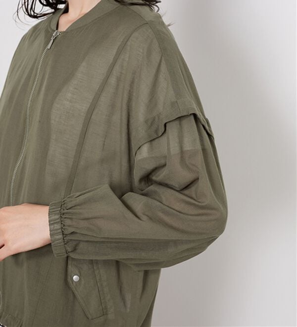 BELLUNA（ベルーナ）の「麻調素材リブ使いシアーブルゾンジャケット（ブルゾン）」｜詳細画像