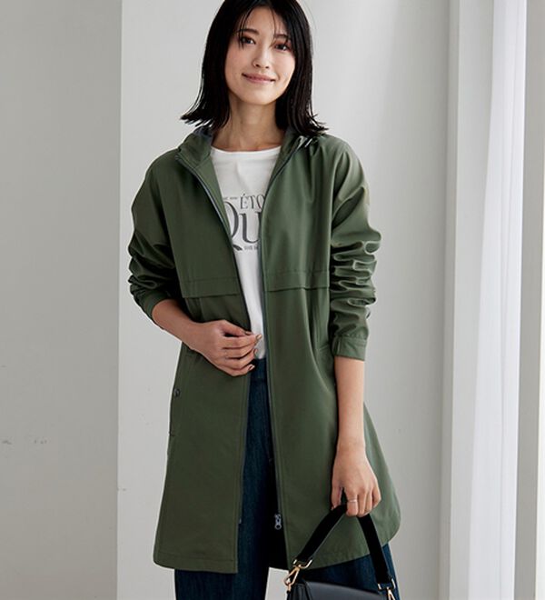 BELLUNA（ベルーナ）の「はっ水加工ボンディング素材ロング丈パーカー（ハーフコート）」｜詳細画像