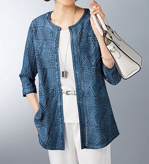 BELLUNA（ベルーナ）の「洗い加工刺しゅうレース素材ジャケット（その他ジャケット）」｜詳細画像