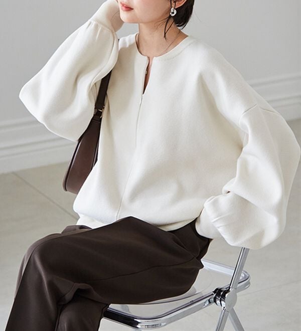 RANAN（ラナン）の「ハーフジップスウェットライクニット（ニット・セーター）」｜詳細画像