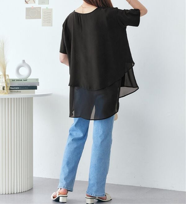 alotta（アロッタ）の「【接触冷感】バックシフォン切替チュニック（チュニック）」｜詳細画像