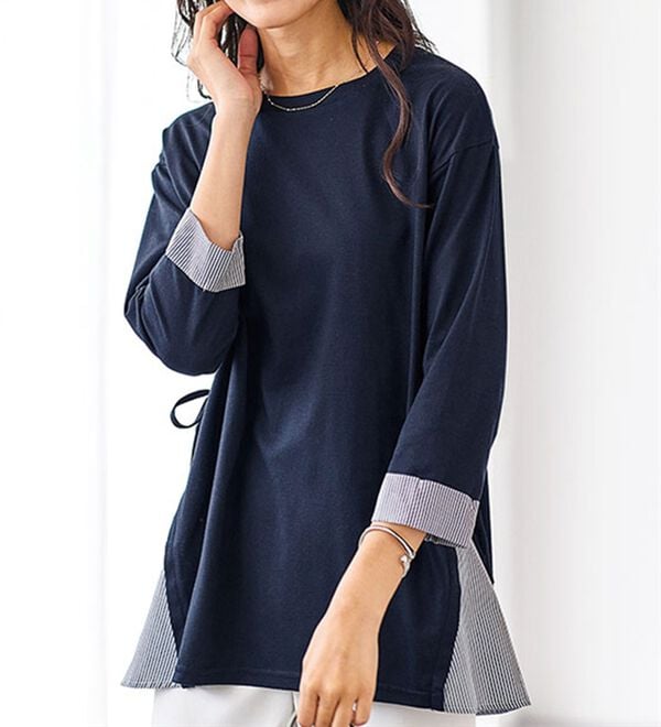 BELLUNA（ベルーナ）の「サイドリボンデザイン異素材切替チュニック（チュニック）」｜詳細画像