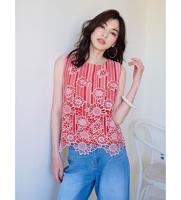 RANAN（ラナン）の「ひんやり！レース使いプルオーバー（ブラウス）」｜詳細画像