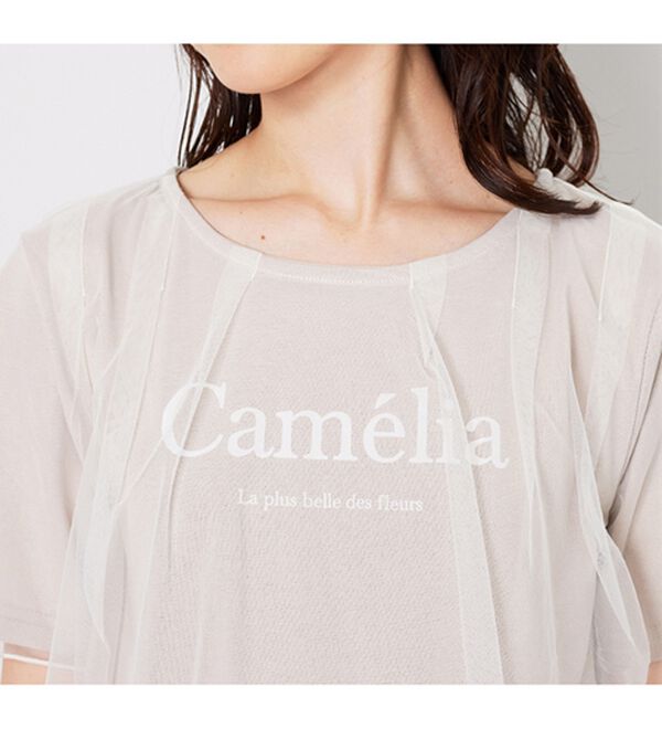 BELLUNA（ベルーナ）の「チュール重ねロゴプリントプルオーバー（カットソー）」｜詳細画像