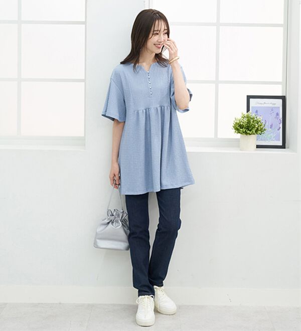 BELLUNA（ベルーナ）の「よく伸びてラク！ポコポコ着やせチュニック（チュニック）」｜詳細画像