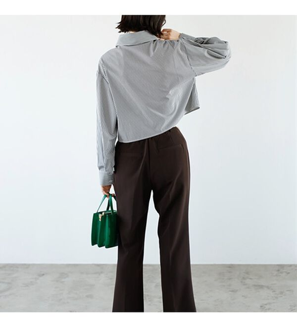 GeeRA（ジーラ）の「ストライプ柄衿付ショート丈シャツ（シャツ）」｜詳細画像