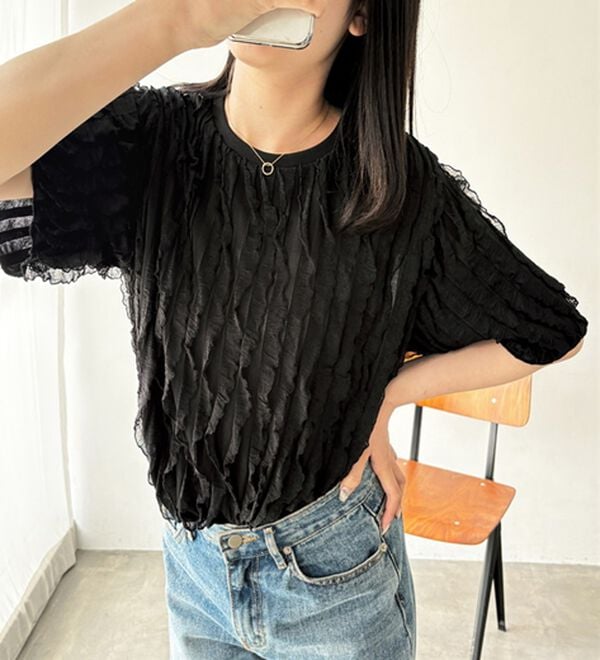 GeeRA（ジーラ）の「フリルカットソーＴシャツ（カットソー）」｜詳細画像