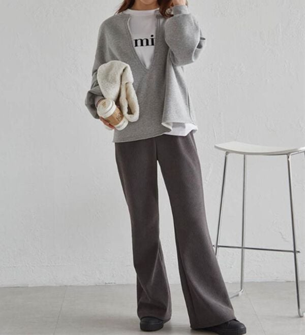 RANAN（ラナン）の「あったか裏ベロアニットコールフレアパンツ（フルレングスパンツ）」｜詳細画像