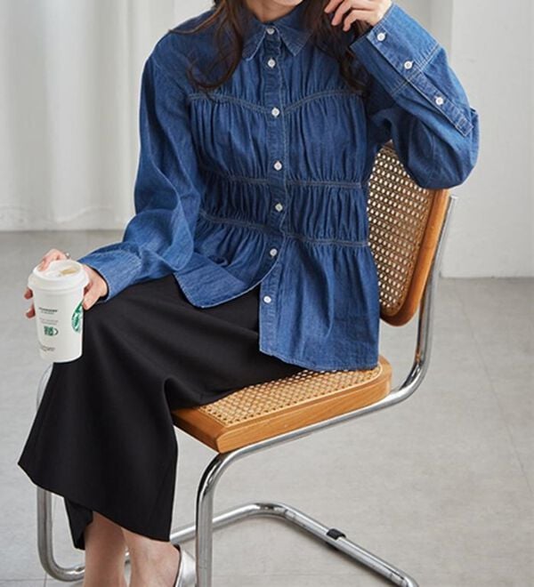 RANAN（ラナン）の「ライトデニムシャーリングデザインシャツブルー（シャツ）」｜詳細画像