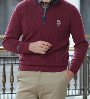 「＜ダンロップ・リファインド＞上質メランジ素材のハーフジップセーター（メンズニット・セーター）」｜詳細画像