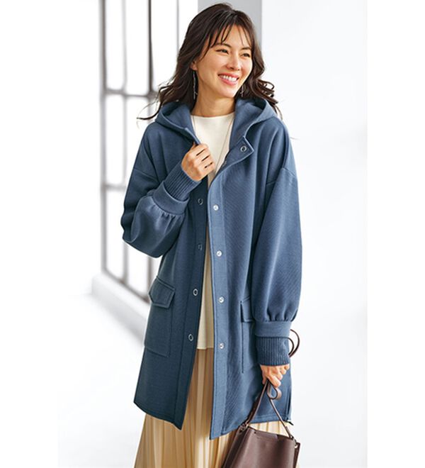 BELLUNA（ベルーナ）の「袖口リブ使いふんわり裏起毛ジャケット（その他ジャケット）」｜ブルー