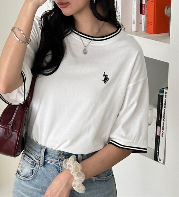 GeeRA（ジーラ）の「【ＵＳ．ＰＯＬＯ．ＡＳＳＮ】ライン配色Ｔシャツ（Tシャツ）」｜詳細画像