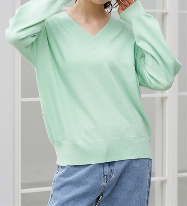 RANAN（ラナン）の「もちもちベーシックニット（Vネック・ハイネック）（ニット・セーター）」｜詳細画像