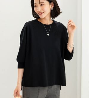 BELLUNA（ベルーナ）の「【多機能付き】きれい見え！ドルマンデザインプルオーバー（カットソー）」｜黒