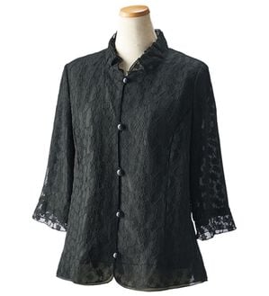 ルフラン（ルフラン）の「フォーマルレースブラウス（ブラックフォーマル（喪服・礼服））」｜黒