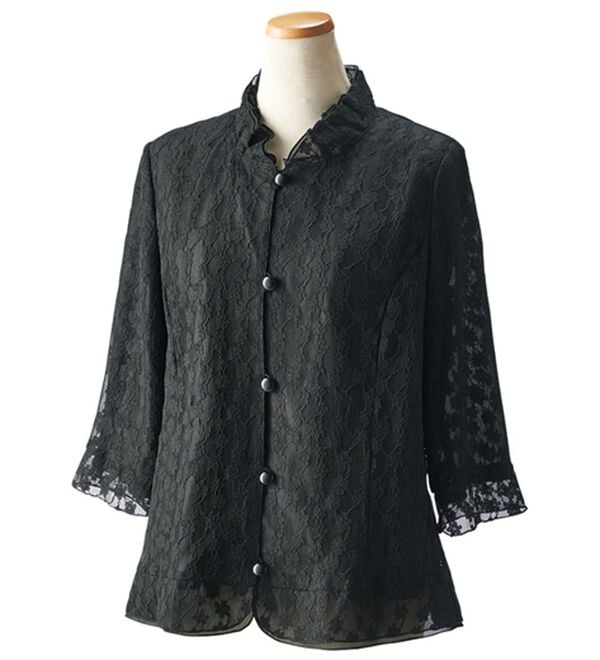 ルフラン（ルフラン）の「フォーマルレースブラウス（ブラックフォーマル（喪服・礼服））」｜黒