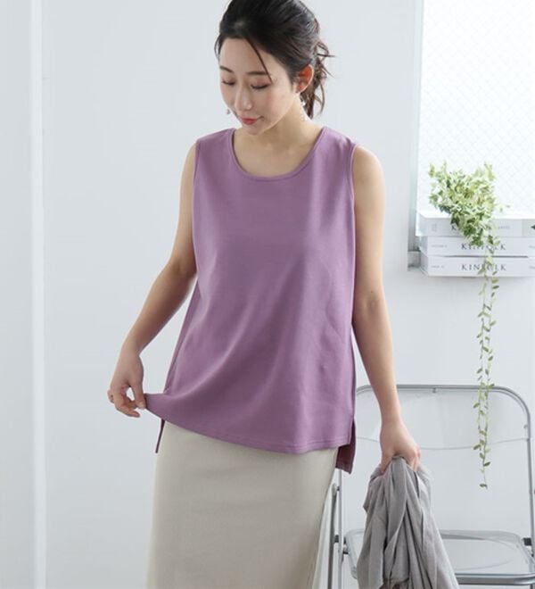 A HAPPY MARILYN（アハッピーマリリン）の「【Ｍ～８Ｌ／選べる裾】【接触冷感・吸水速乾】さらさらタンクトップ（タンクトップ・キャミソール）」｜詳細画像