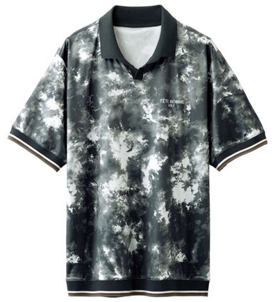 「＜テットオム＞接触冷感ムラ染デザインポロシャツ（メンズポロシャツ）」