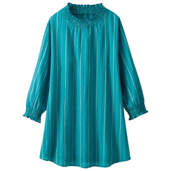 BELLUNA（ベルーナ）の「シャーリング使いストライプ柄チュニック（チュニック）」｜詳細画像