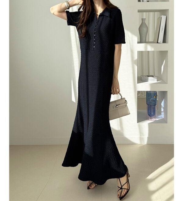 GeeRA（ジーラ）の「全骨格細見え！表面感素材マーメイドワンピース（その他ワンピース）」｜詳細画像