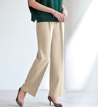 BELLUNA（ベルーナ）の「リネンタッチ美脚タックワイドパンツ（フルレングスパンツ）」