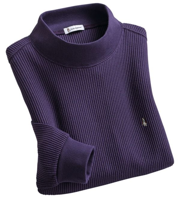 「＜ハッシュパピー＞杢調ワッフル地ハイネックトレーナー（メンズトレーナー）」｜ミックスバイオレット