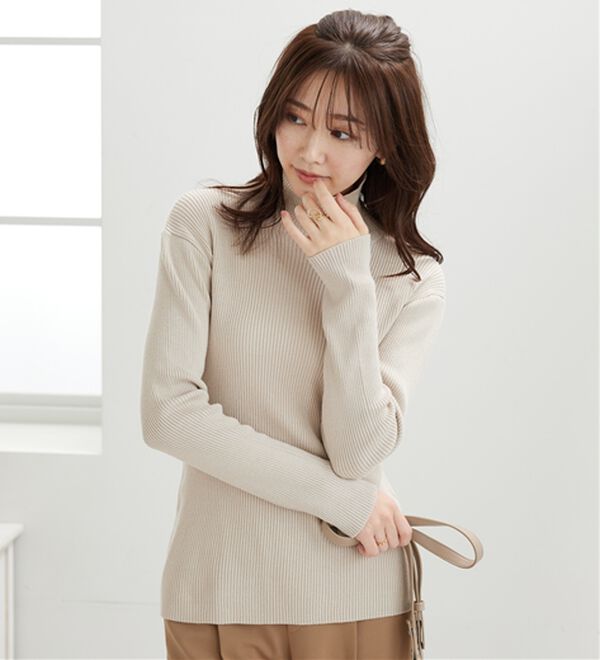 BELLUNA（ベルーナ）の「【安心感あるプチプラニット】リブニットタートルネックプルオーバー（ニット・セーター）」｜詳細画像