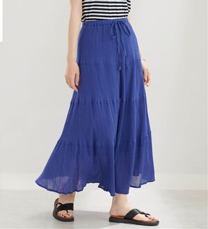 BELLUNA（ベルーナ）の「<INDIA>綿楊柳素材ティアードスカート（ロングスカート）」｜ロイヤルブルー