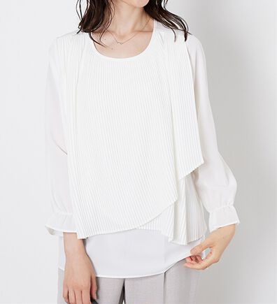 BELLUNA（ベルーナ）の「【Ｌａｇｒｉｌｕａ】プリーツ使いアシメデザインブラウス（ブラウス）」