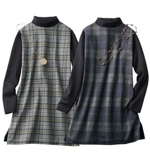 LAVIENNE（ラヴィエンヌ）の「【２枚組】お洒落な暖かモノトーンチュニック（チュニック）」｜2枚組