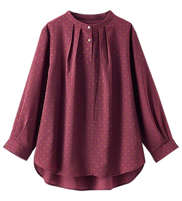 BELLUNA（ベルーナ）の「金ボタン使い華やぎ小紋ブラウス（ブラウス）」｜詳細画像