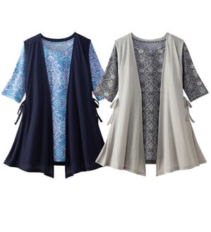 ルフラン（ルフラン）の「【２色組】サラリとお出かけ！ジレアンサンブル（ジレ）」｜2色組