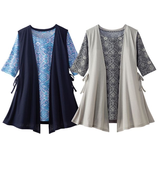 ルフラン（ルフラン）の「【２色組】サラリとお出かけ！ジレアンサンブル（ジレ）」｜2色組