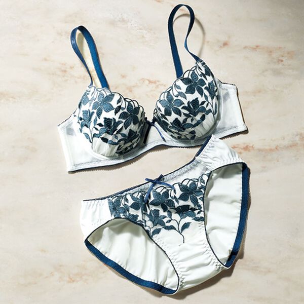 YU'NOW（ユナウ）の「プチプラブラ＆ショーツセット（ブラジャー＆ショーツセット）」｜オフホワイト系シルエットレース