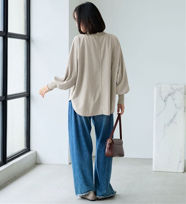 BELLUNA（ベルーナ）の「Ｔシャツ感覚なのにきちんとブラウス見え！カットジョーゼットプルオーバー（ブラウス）」｜詳細画像