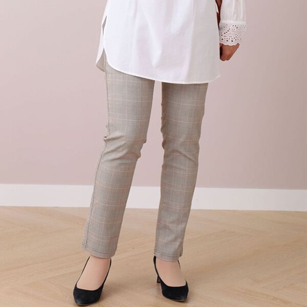 BELLUNA（ベルーナ）の「ウルトラ美脚！ストレッチ素材パンツ（フルレングスパンツ）」｜ベージュ系グレンチェック