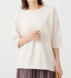 BELLUNA（ベルーナ）の「ヒンヤリ冷感！切替デザインプルオーバー（カットソー）」｜アイボリー