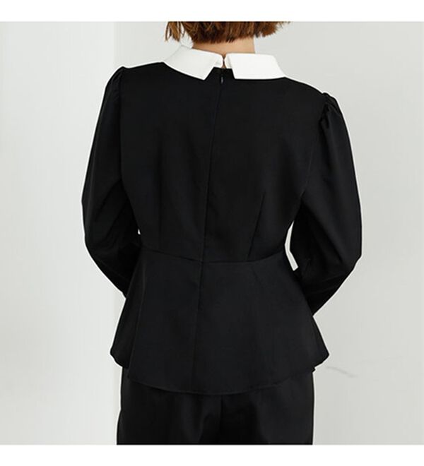 GeeRA（ジーラ）の「ミニ衿ペプラムデザインセットアップ（パンツスーツ）」｜詳細画像