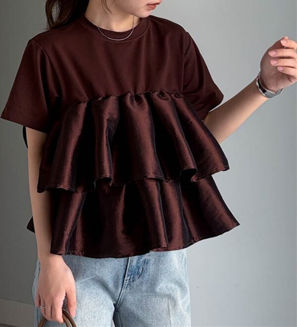 RANAN（ラナン）の「シャイニーフリルTシャツ（Tシャツ）」｜詳細画像