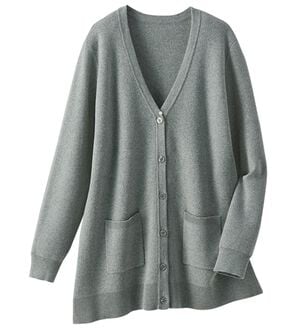 BELLUNA（ベルーナ）の「綿１００％柔らかベーシックカーディガン（ニットカーディガン）」｜杢グレー